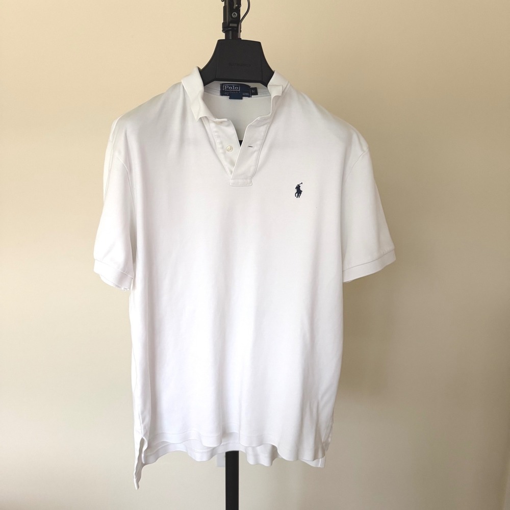 Lot of 2 Polo Ralph Lauren White Short Sleeve Pony Logo Polo Shirts Medium - Picture 2 of 9
